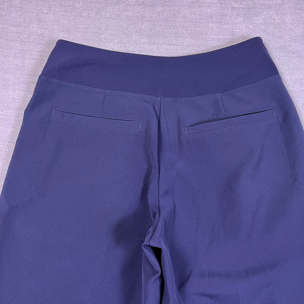 Athleta Brooklyn Ankle Straight Leg High Rise Pant Women 6 Navy Blue Polyester - Picture 3 of 12